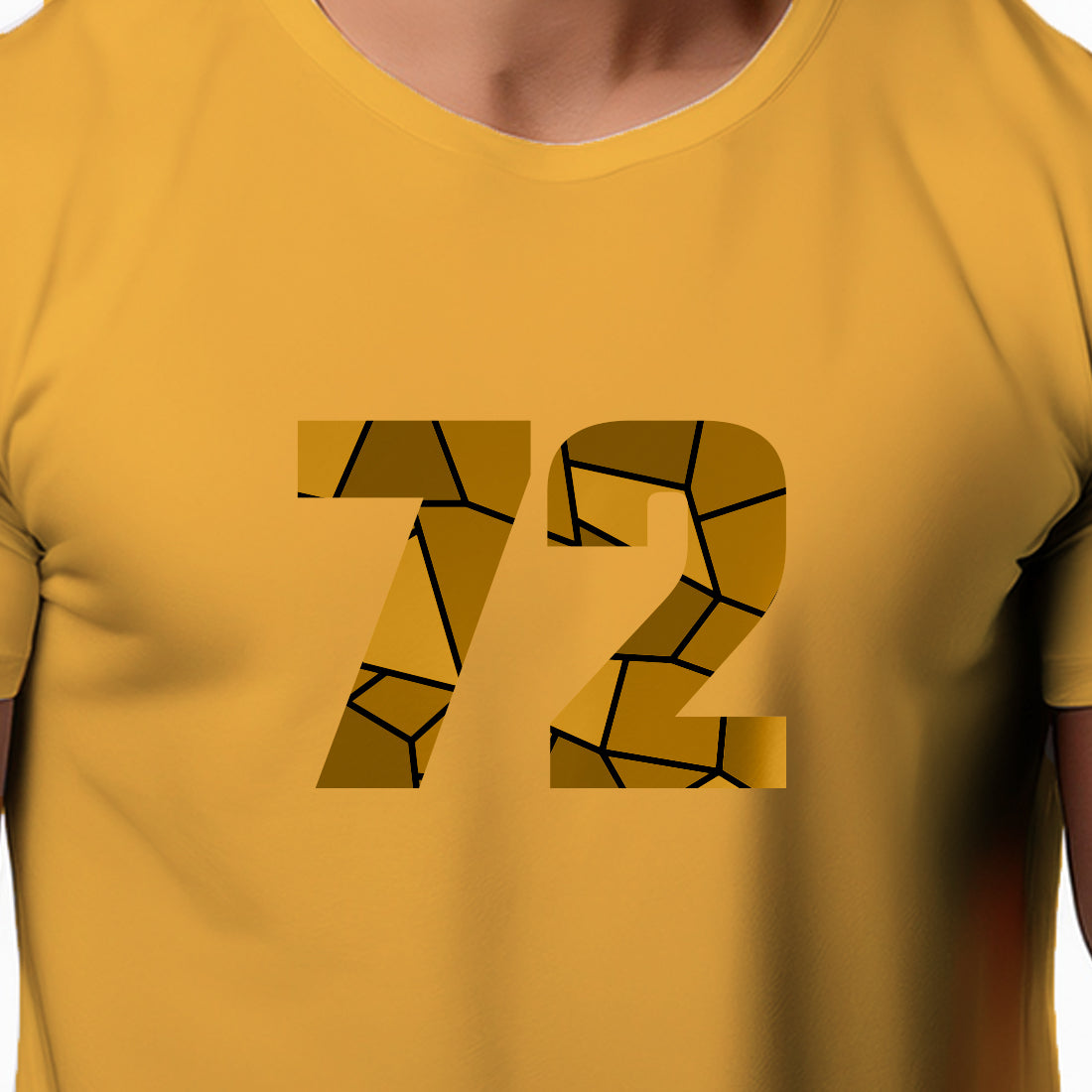 72 Number Men Unisex T-Shirt (Golden Yellow)