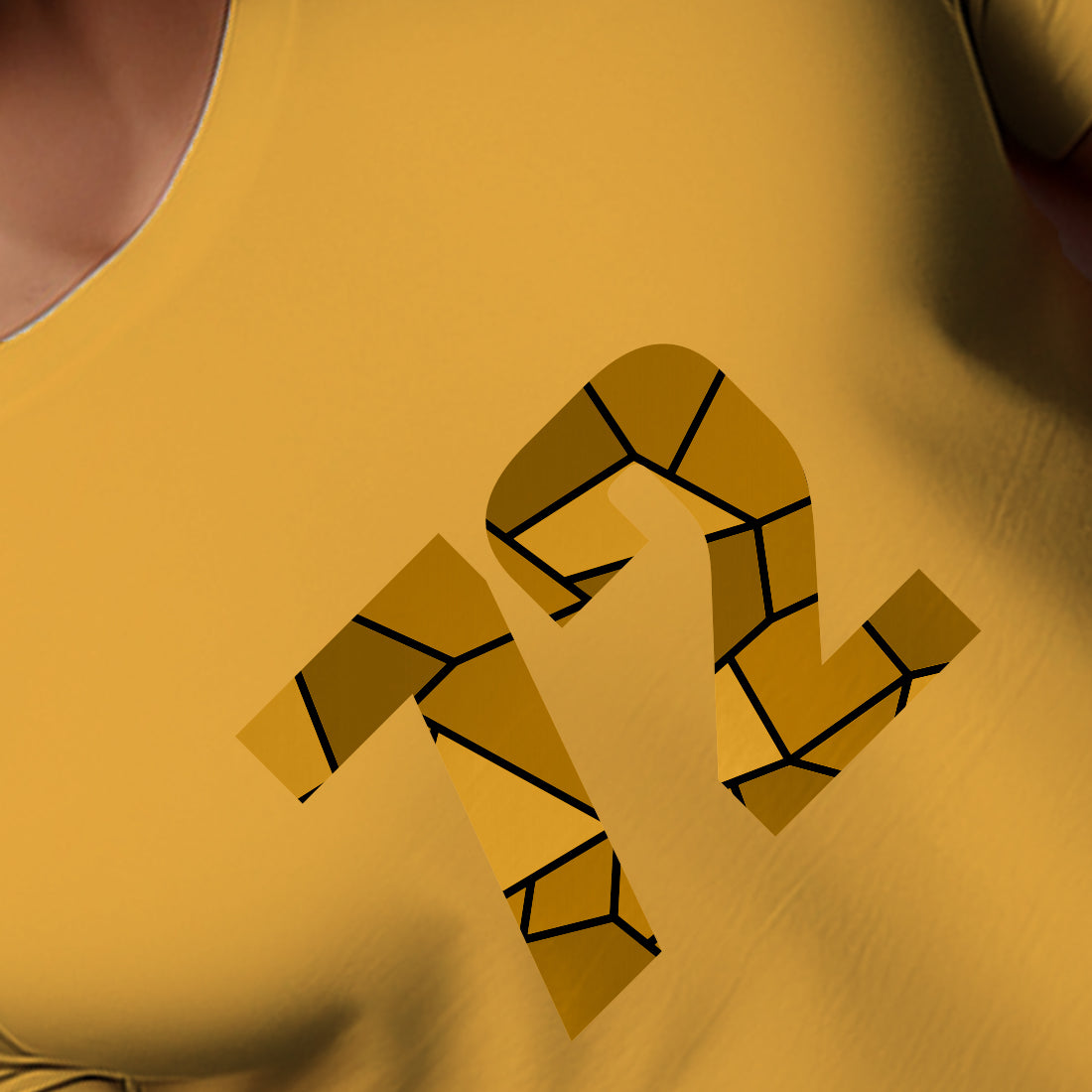 72 Number Men Unisex T-Shirt (Golden Yellow)