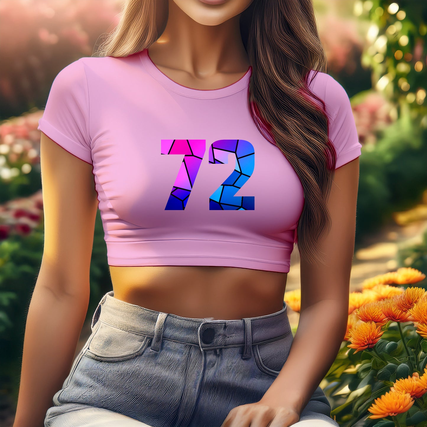 72 Number Women Crop Top (Light Pink)