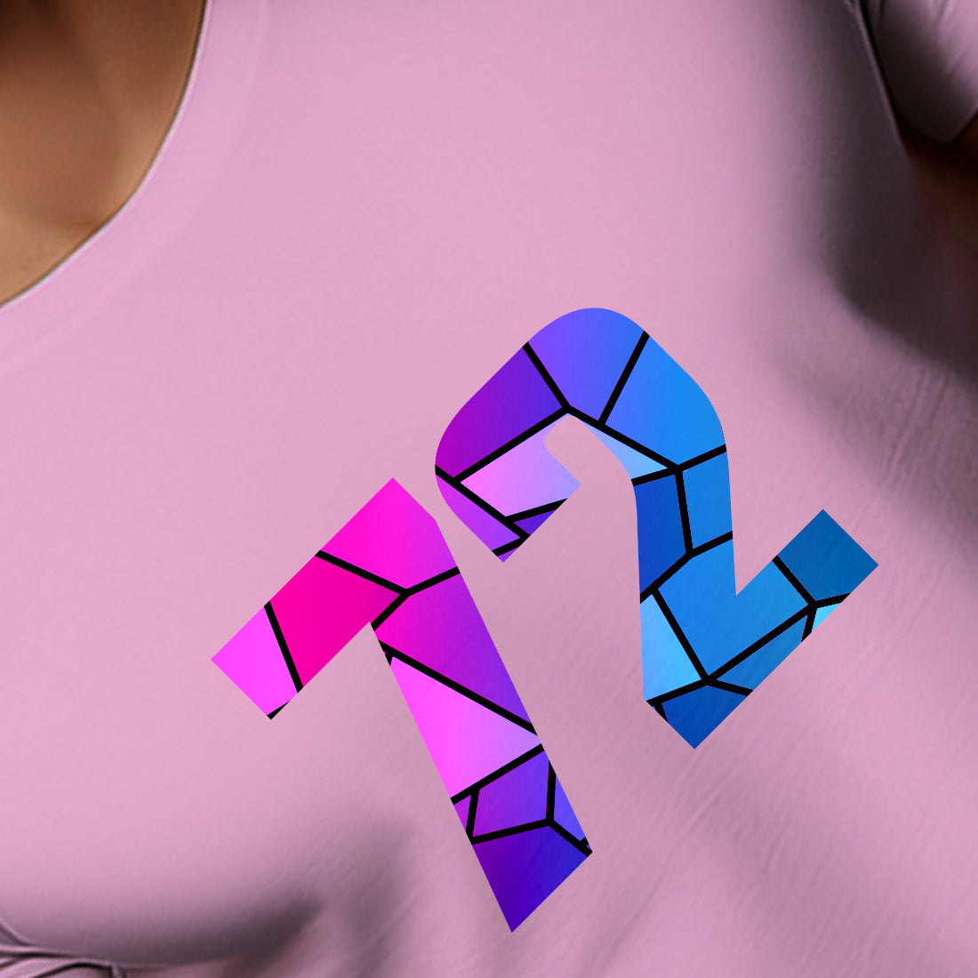 72 Number Men Unisex T-Shirt (Light Pink)