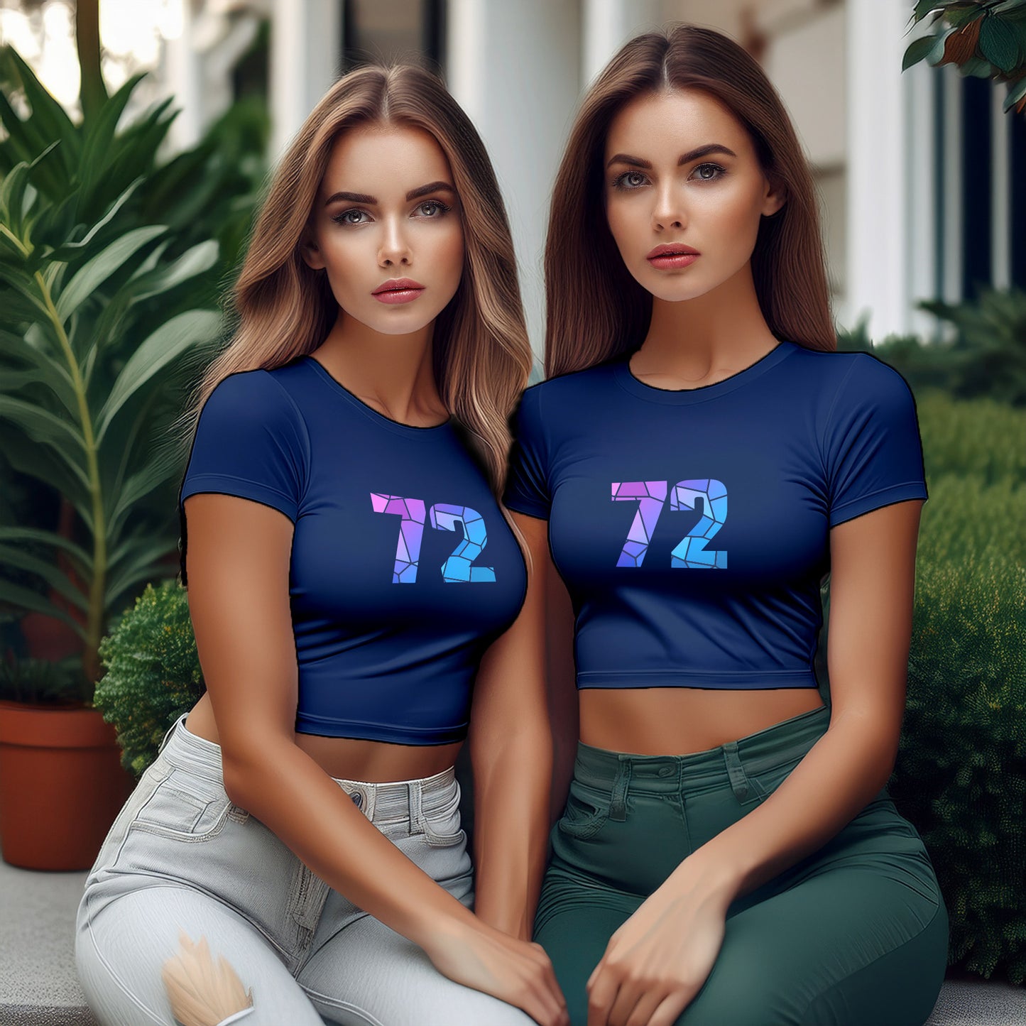 72 Number Women Crop Top (Navy Blue)