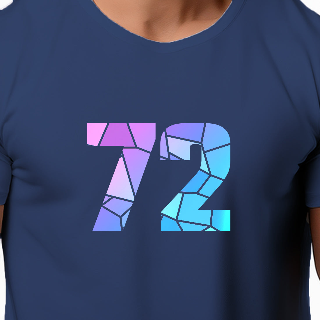 72 Number Men Unisex T-Shirt (Navy Blue)