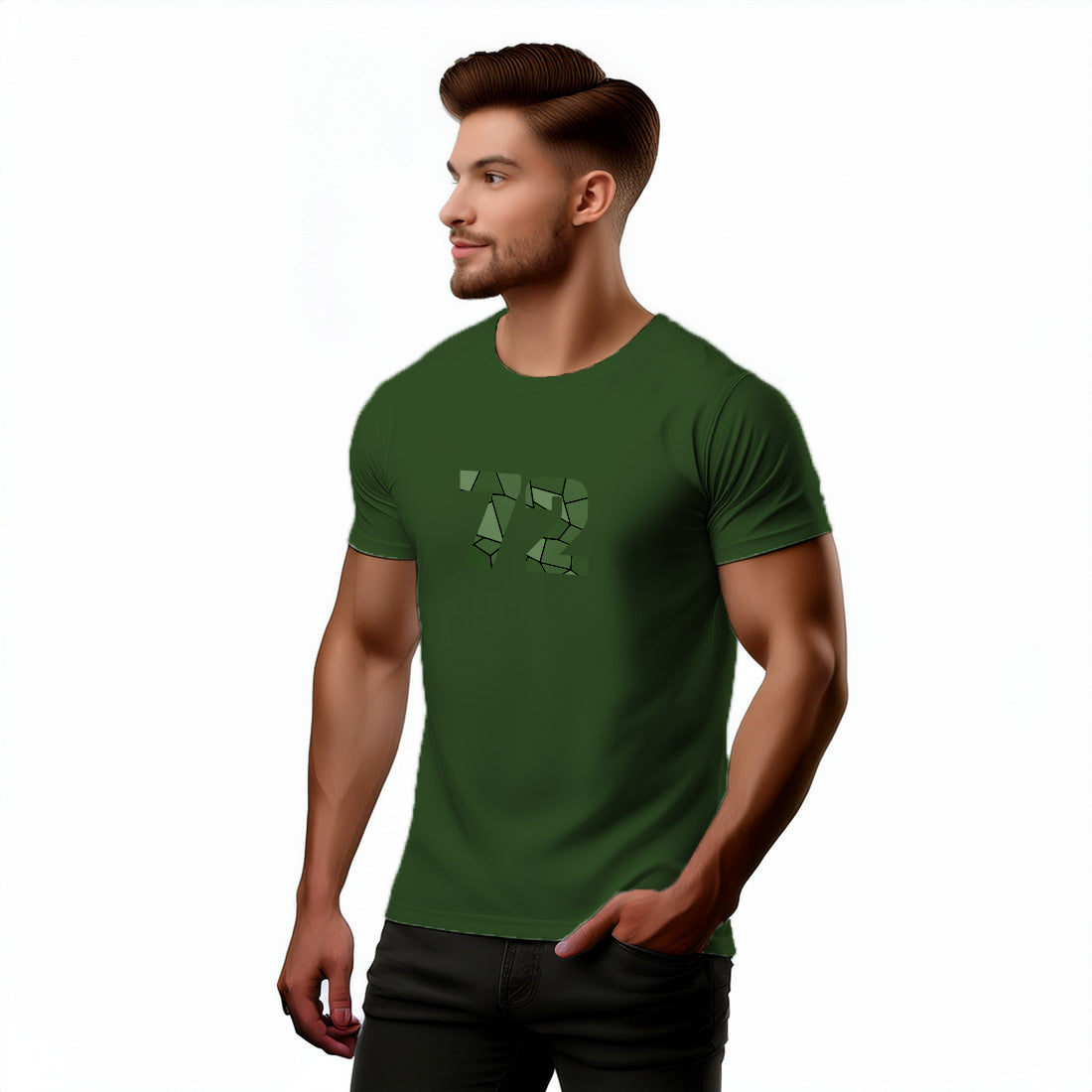 72 Number Men Unisex T-Shirt (Olive Green)