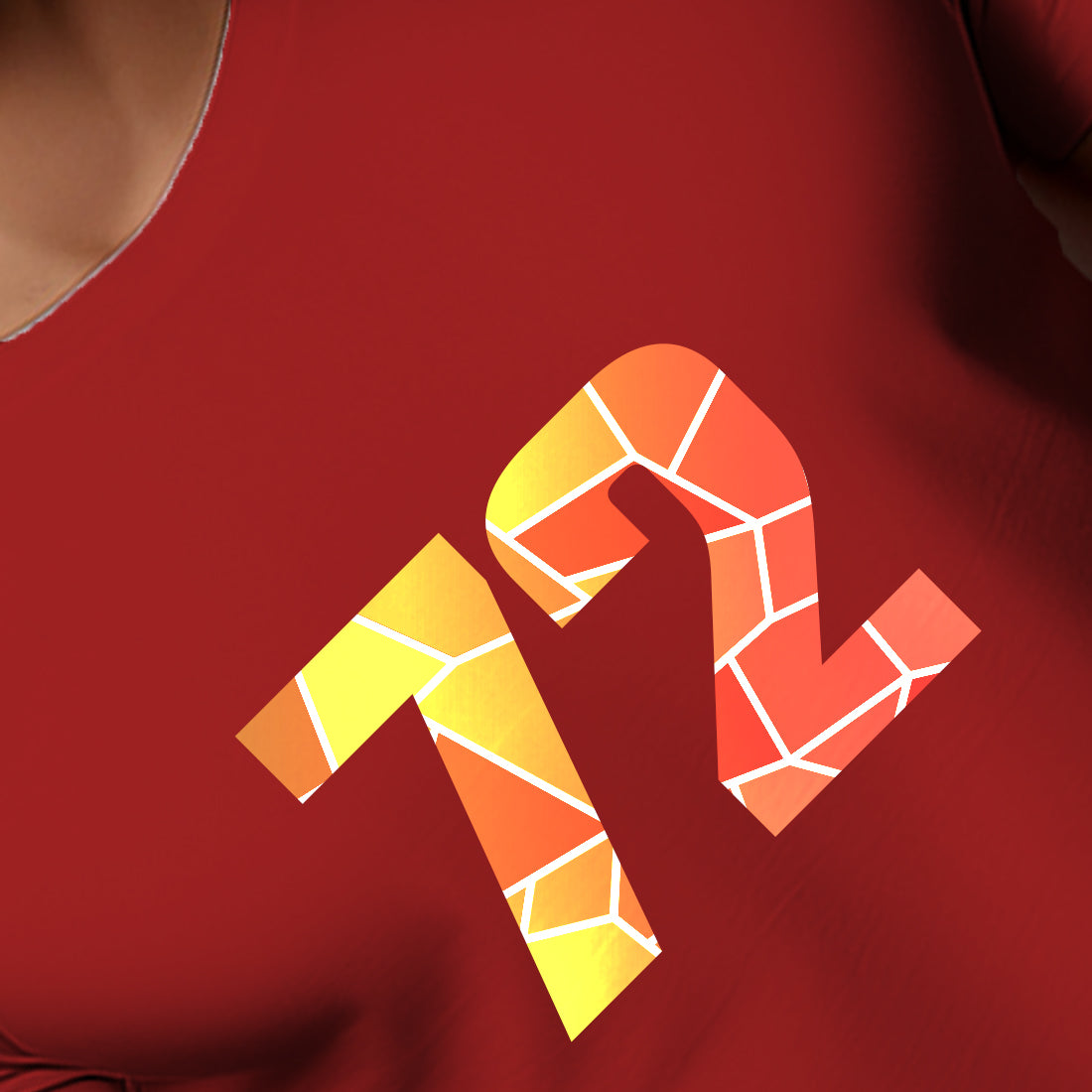 72 Number Men Unisex T-Shirt (Red)
