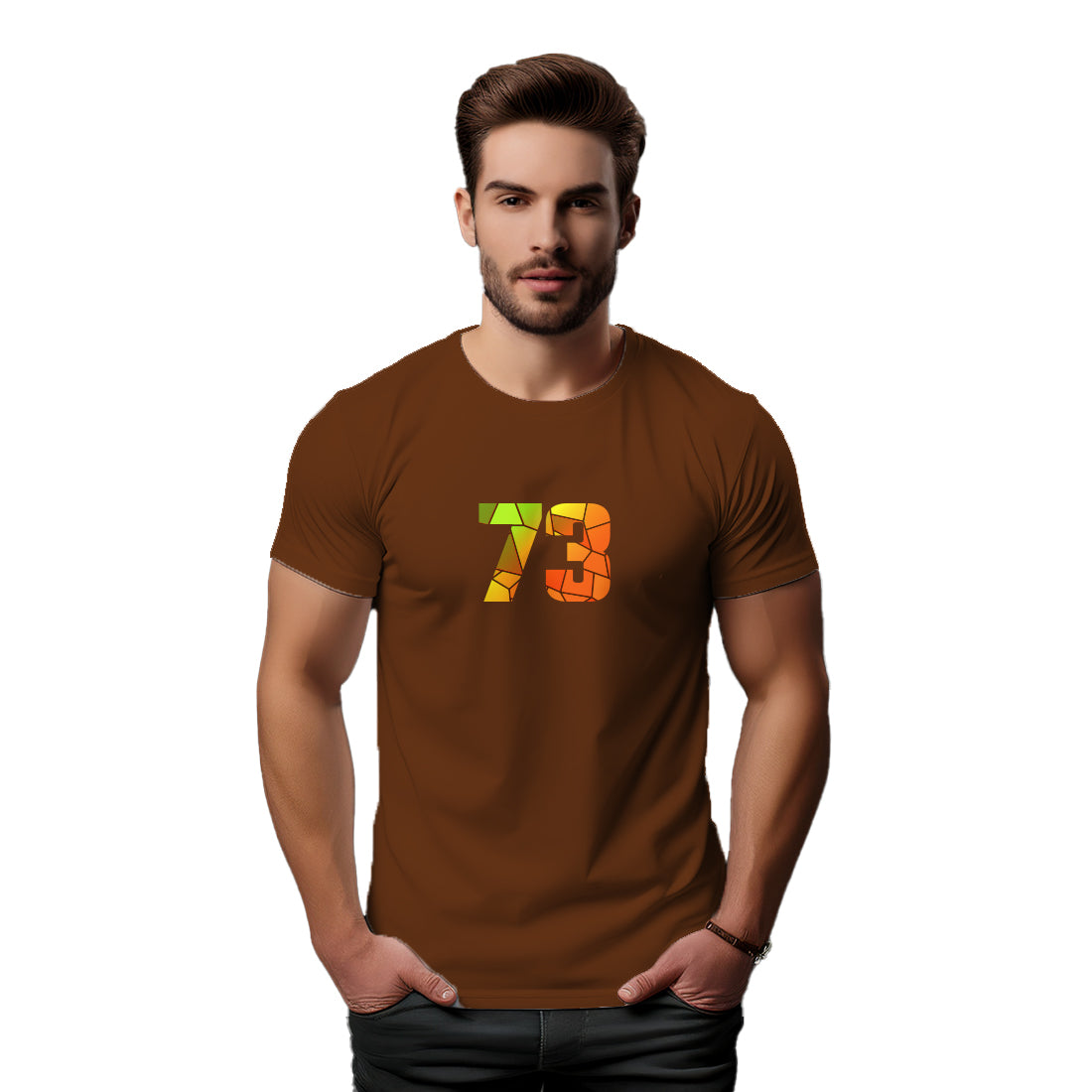 73 Number Men Unisex T-Shirt (Brown)