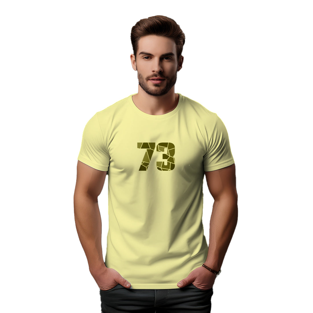 73 Number Men Unisex T-Shirt (Butter Yellow)