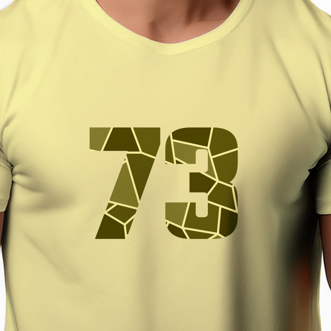 73 Number Men Unisex T-Shirt (Butter Yellow)