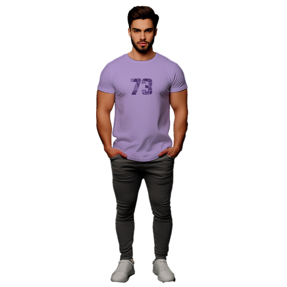73 Number Men Unisex T-Shirt (Iris Lavender)