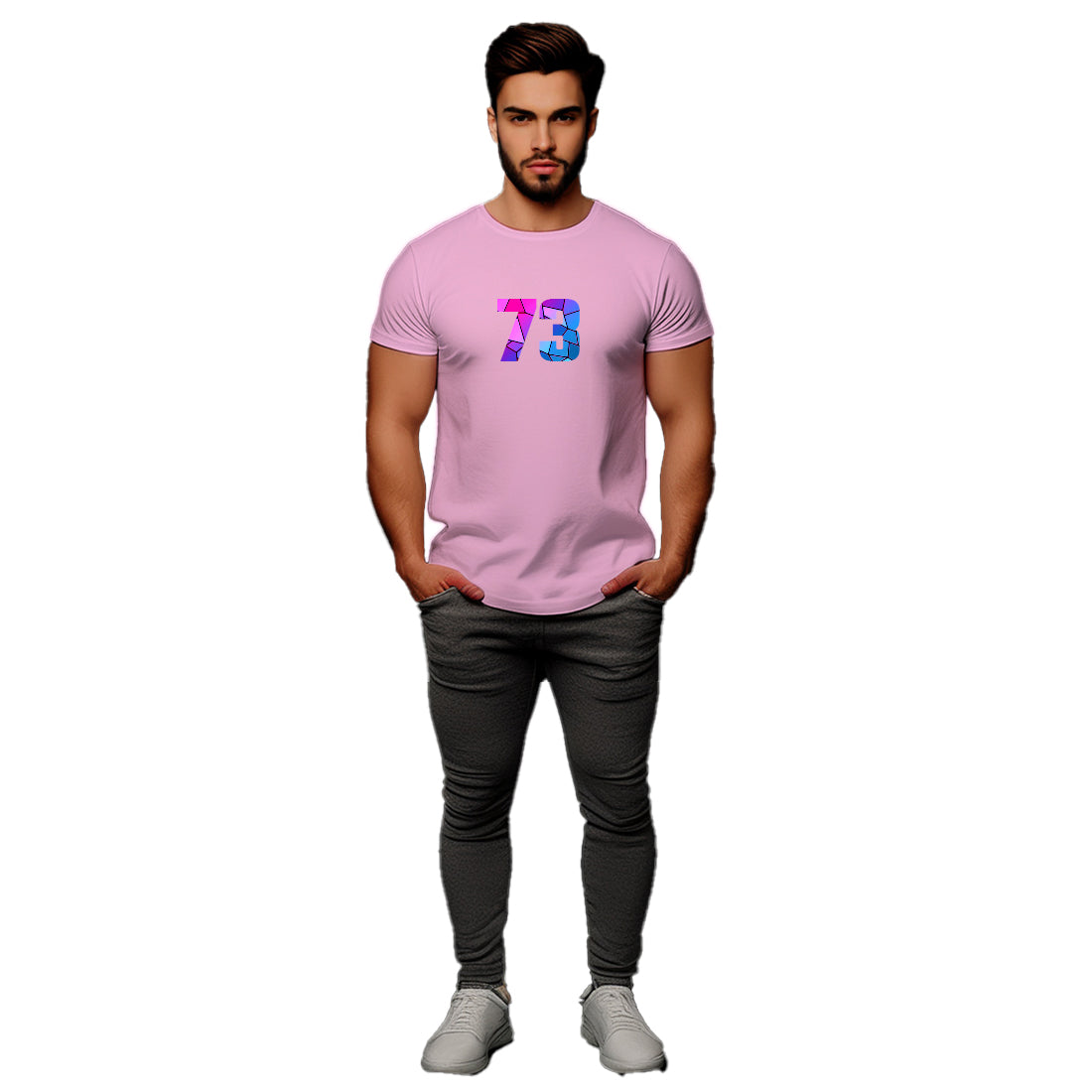 73 Number Men Unisex T-Shirt (Light Pink)
