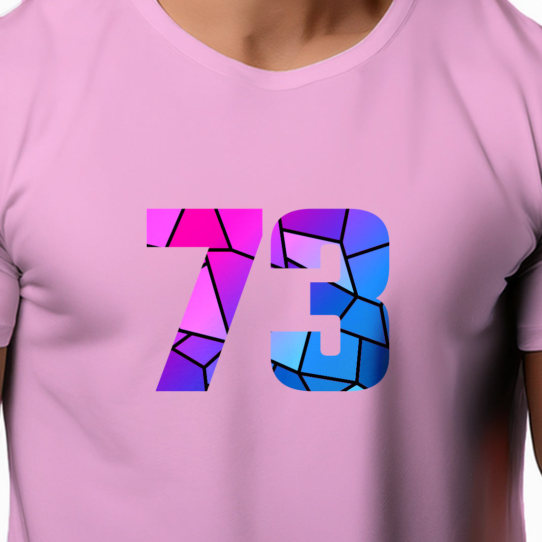 73 Number Men Unisex T-Shirt (Light Pink)