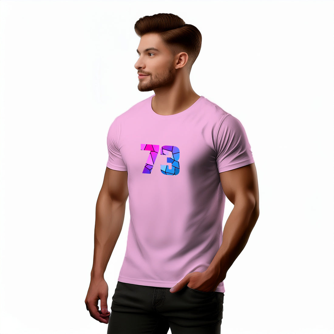 73 Number Men Unisex T-Shirt (Light Pink)
