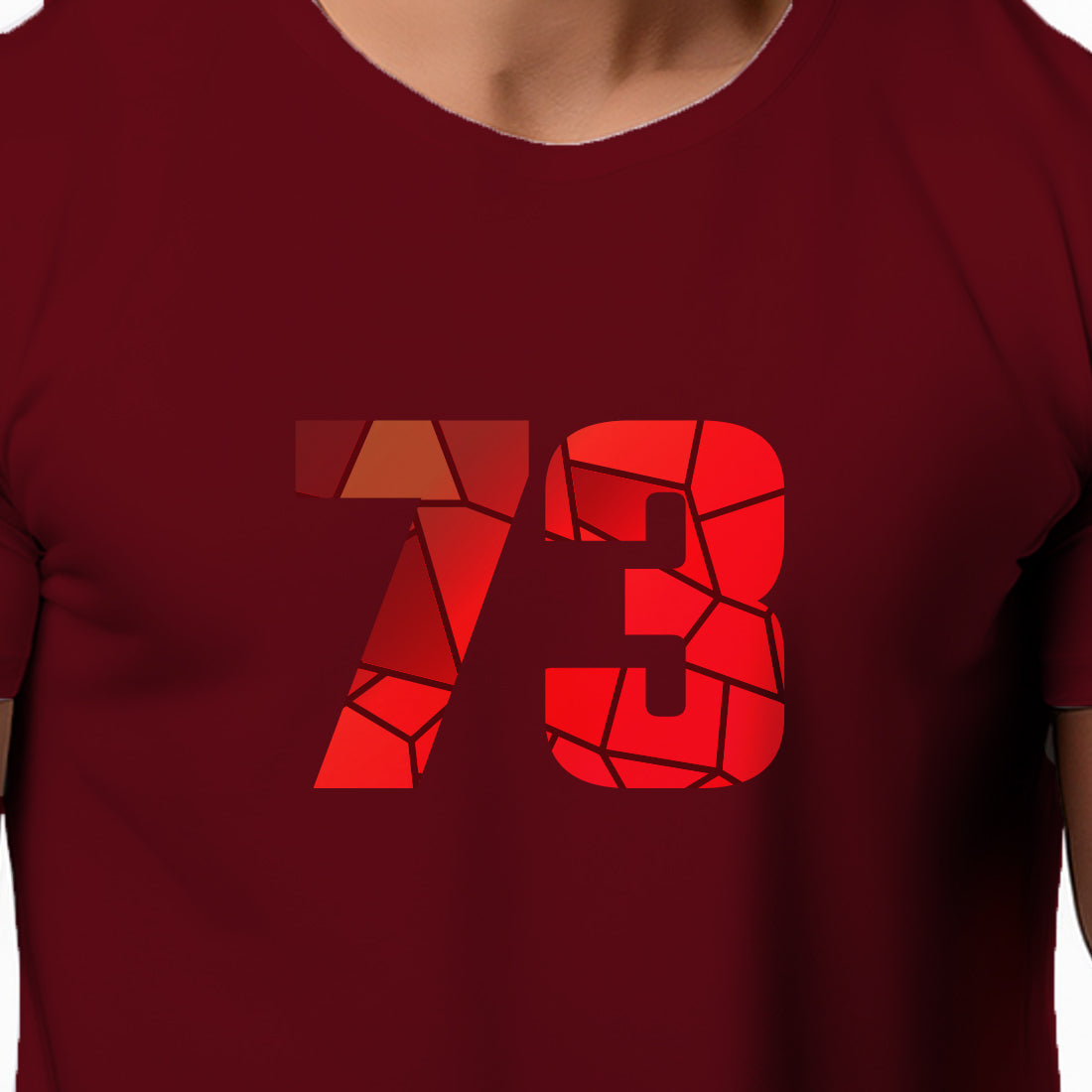 73 Number Men Unisex T-Shirt (Maroon)