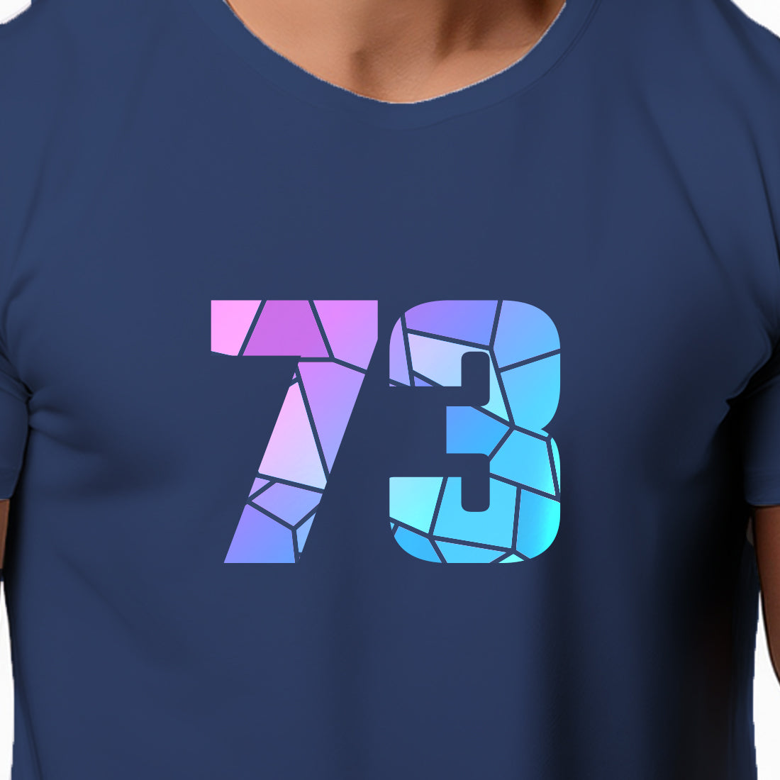 73 Number Men Unisex T-Shirt (Navy Blue)