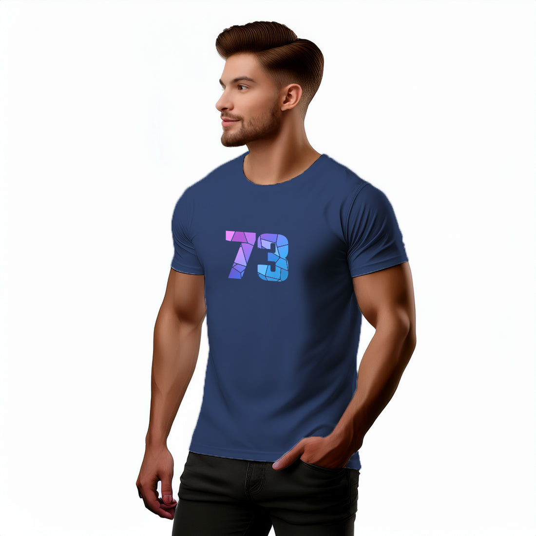 73 Number Men Unisex T-Shirt (Navy Blue)
