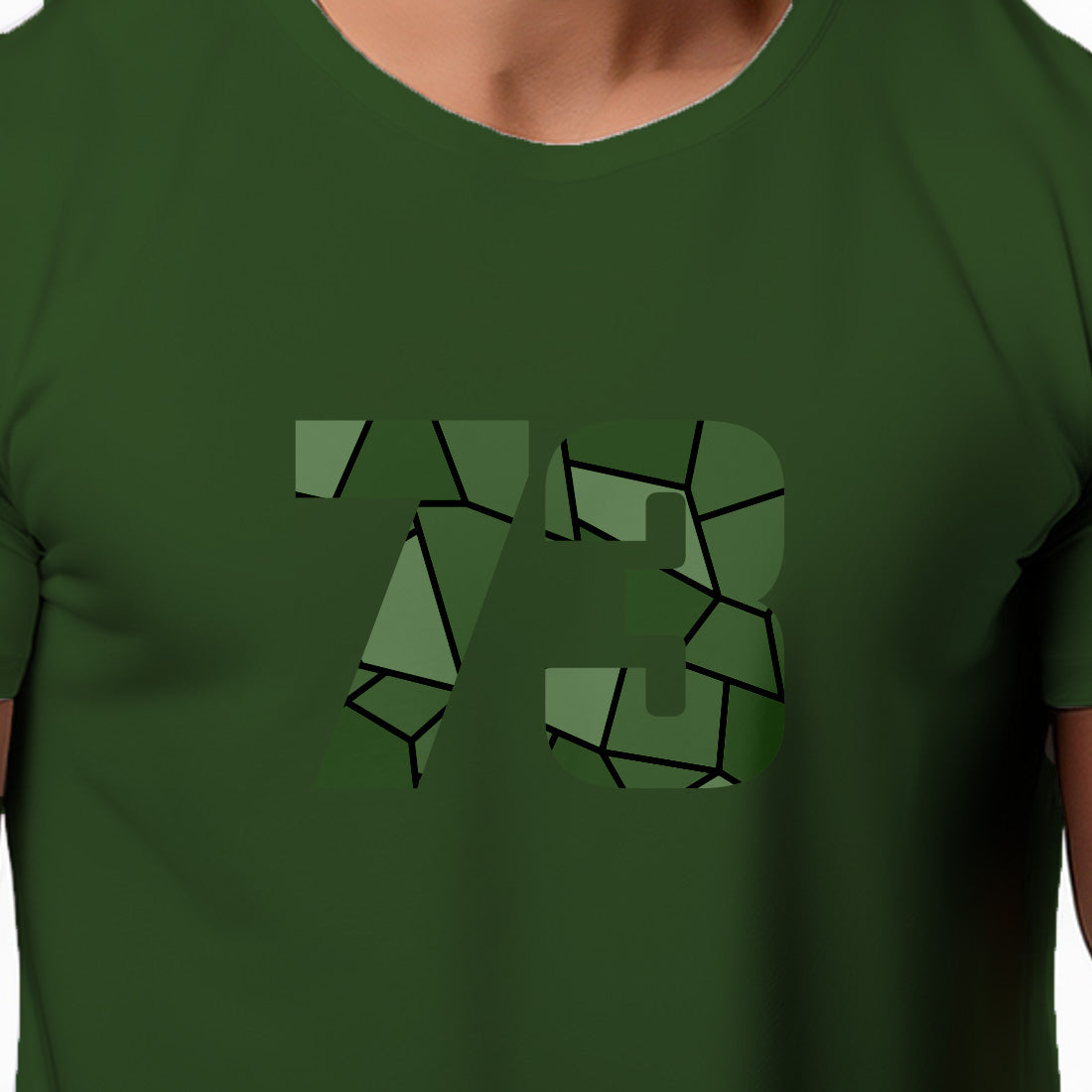 73 Number Men Unisex T-Shirt (Olive Green)