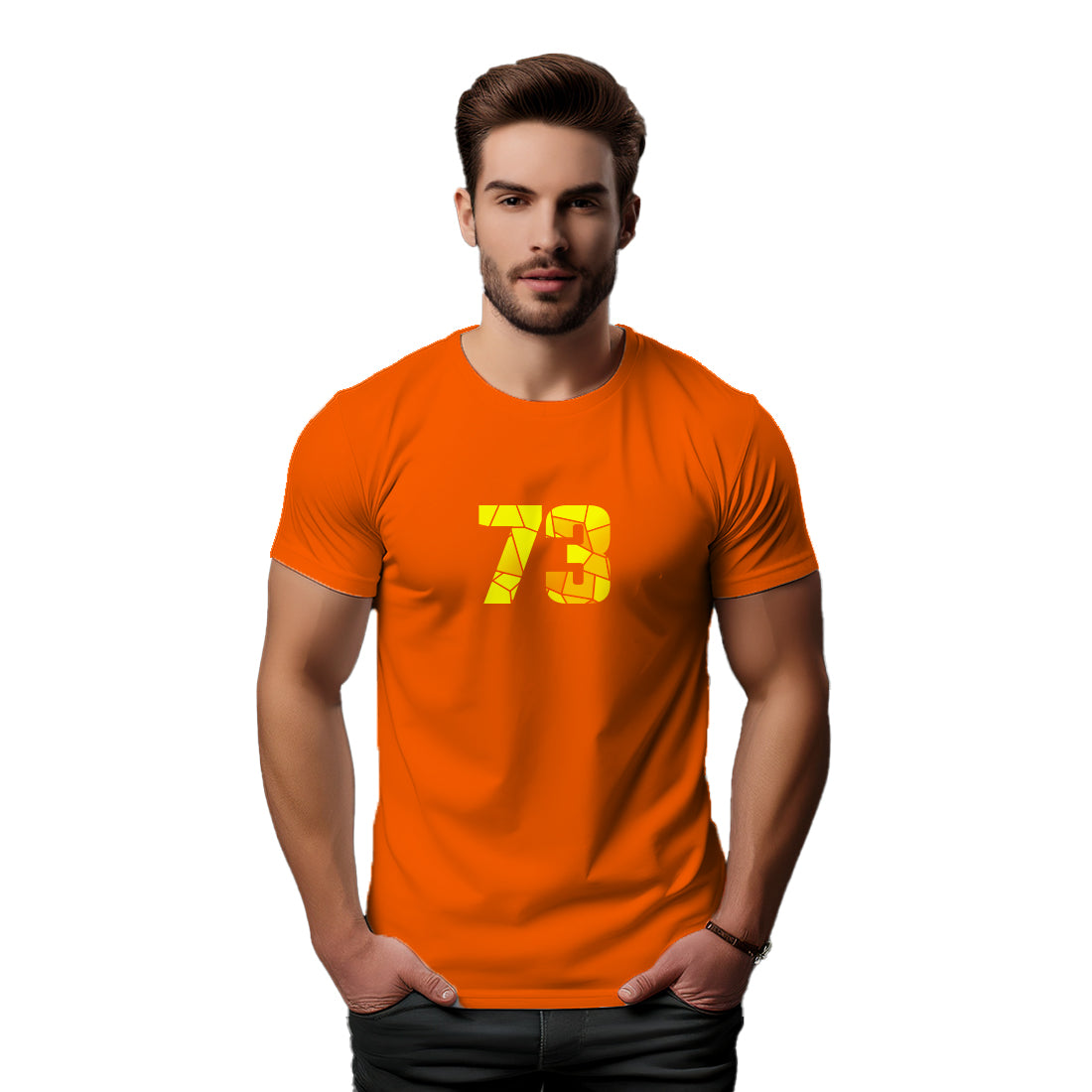 73 Number Men Unisex T-Shirt (Orange)