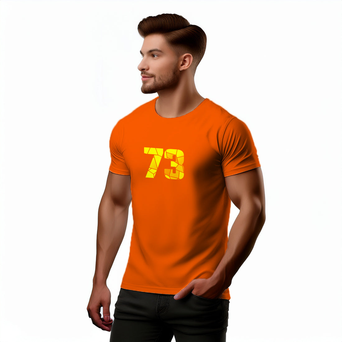 73 Number Men Unisex T-Shirt (Orange)