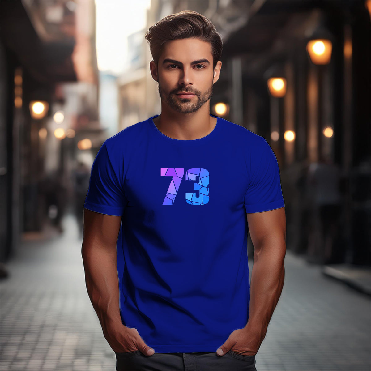 73 Number Men Unisex T-Shirt (Royal Blue)