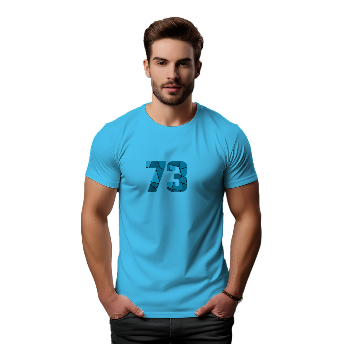 73 Number Men Unisex T-Shirt (Sky Blue)