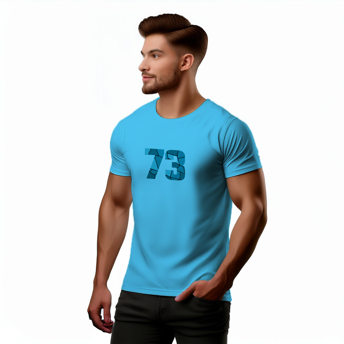 73 Number Men Unisex T-Shirt (Sky Blue)