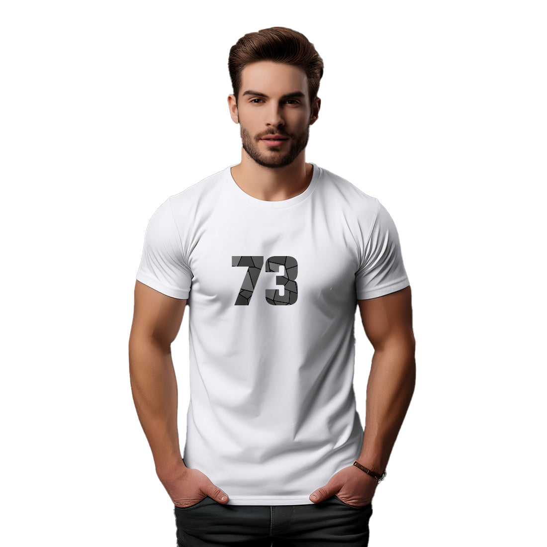 73 Number Men Unisex T-Shirt (White)