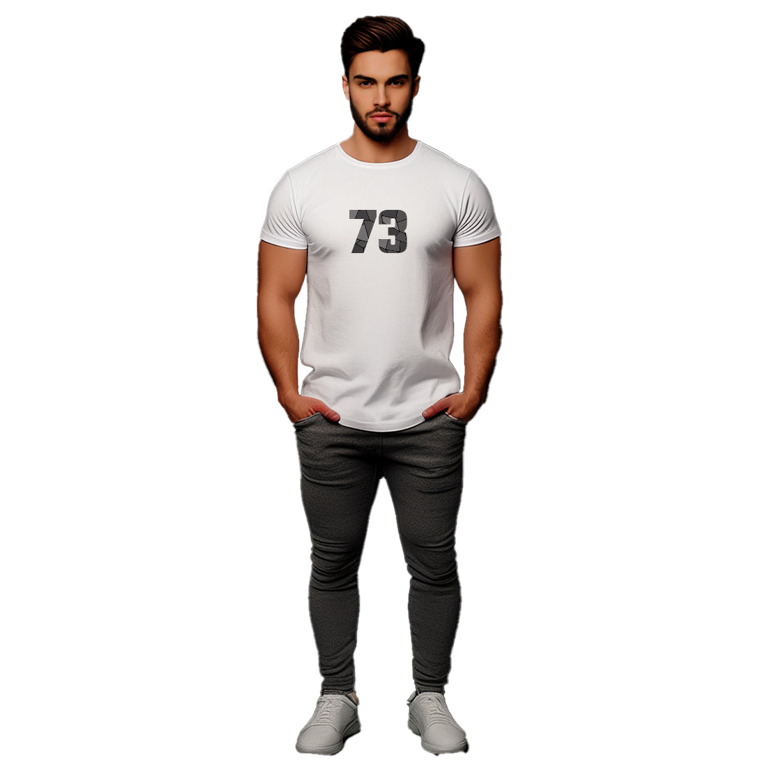 73 Number Men Unisex T-Shirt (White)