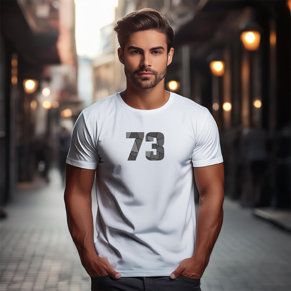 73 Number Men Unisex T-Shirt (White)