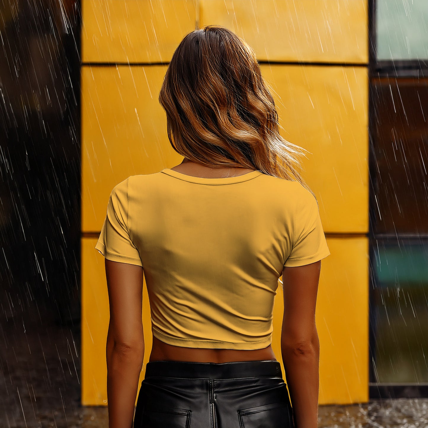 00 Number Women Crop Top (Golden Yellow)